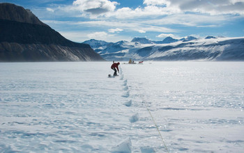 Field glaciologist on the Taylor Glacier